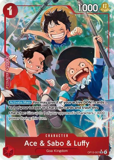 Ace & Sabo & Luffy (Alternate Art) OP13-007 Carrying On His Will Card