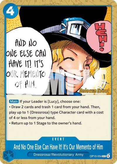 And No One Else Can Have It! It's Our Memento of Him OP15-054 Adventure on Kami's Island Release Event Cards Card