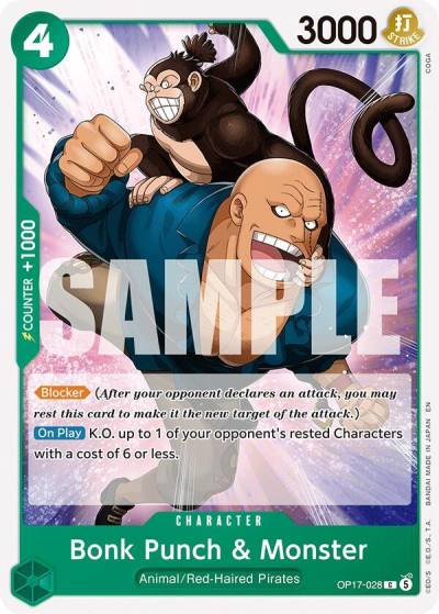 Bonk Punch & Monster OP17-028 The World's Strongest Warriors Card