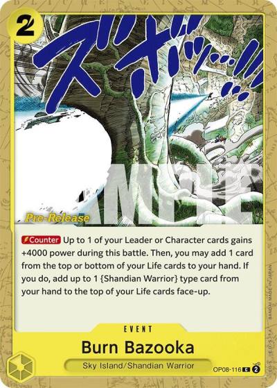 Burn Bazooka OP08-116 Two Legends Pre-Release Cards Card