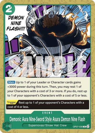 Demonic Aura Nine-Sword Style Asura Demon Nine Flash (Reprint) OP07-036 Starter Deck 24: GREEN Jewelry Bonney Card