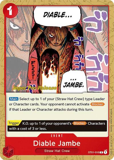 Diable Jambe ST01-016 Super Pre-Release Starter Deck 1: Straw Hat Crew Card