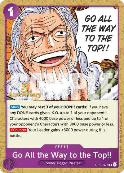 Go All the Way to the Top!! OP13-077 Carrying On His Will: 3rd Anniversary Tournament Cards Card