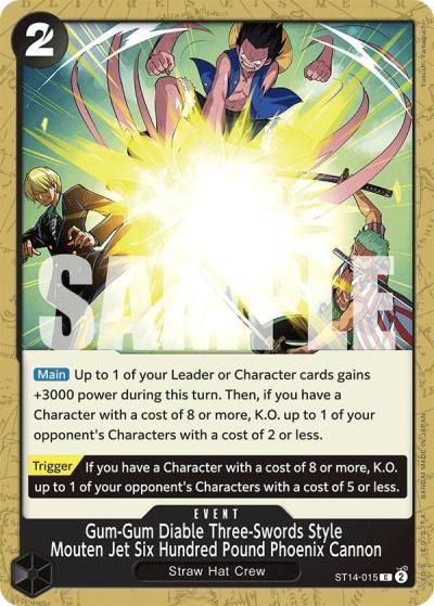 Gum-Gum Diable Three-Swords Style Mouten Jet Six Hundred Pound Phoenix Cannon ST14-015 Starter Deck 14: 3D2Y Card