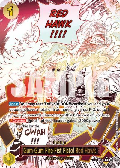Gum-Gum Fire-Fist Pistol Red Hawk (Alternate Art) OP11-114 A Fist of Divine Speed Card