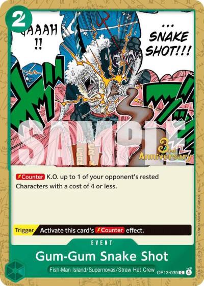 Gum-Gum Snake Shot OP13-039 Carrying On His Will: 3rd Anniversary Tournament Cards Card