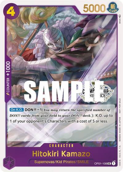 Hitokiri Kamazo (Store Championship Participation Pack) OP01-108 One Piece Promotion Cards Card
