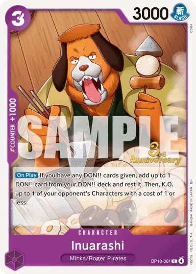 Inuarashi OP13-061 Carrying On His Will: 3rd Anniversary Tournament Cards Card