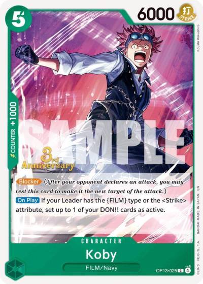 Koby OP13-025 Carrying On His Will: 3rd Anniversary Tournament Cards Card