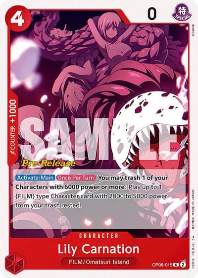 Lily Carnation OP06-015 Wings of the Captain Pre-Release Cards Card