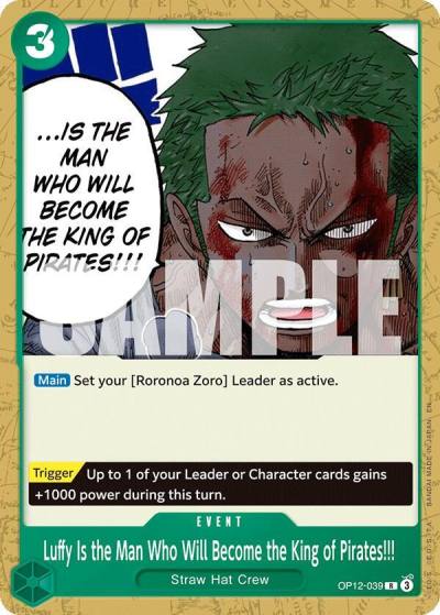 Luffy Is the Man Who Will Become the King of Pirates!!! OP12-039 Starter Deck 32: GREEN Roronoa Zoro Card