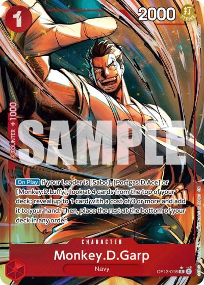Monkey.D.Garp (Alternate Art) OP13-016 Carrying On His Will Card