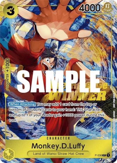 Monkey.D.Luffy (Pre-Release Tournament) (Winner) P-036 One Piece Promotion Cards Card