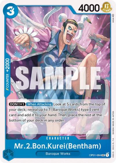 Mr.2.Bon.Kurei (Bentham) OP01-084 Romance Dawn Card