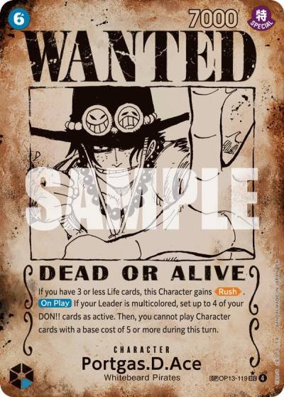 Portgas.D.Ace (119) (Wanted Poster) OP13-119 Carrying On His Will Card