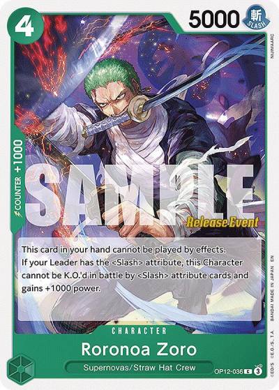 Roronoa Zoro (036) OP12-036 Legacy of the Master Release Event Cards Card