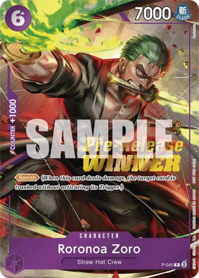 Roronoa Zoro (OP-06 Pre-Release Tournament) [Winner] P-045 One Piece Promotion Cards Card