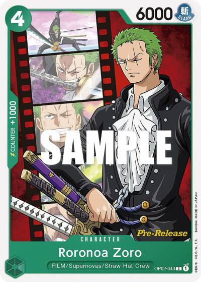 Roronoa Zoro OP02-043 Paramount War Pre-Release Cards Card