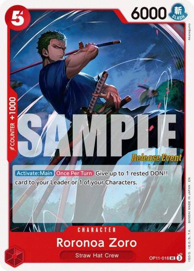 Roronoa Zoro OP11-016 A Fist of Divine Speed Release Event Cards Card