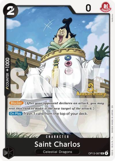 Saint Charlos OP13-087 Carrying On His Will: 3rd Anniversary Tournament Cards Card