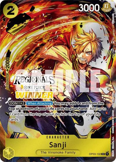 Sanji (Offline Regional 2024) [Winner] OP03-102 One Piece Promotion Cards Card