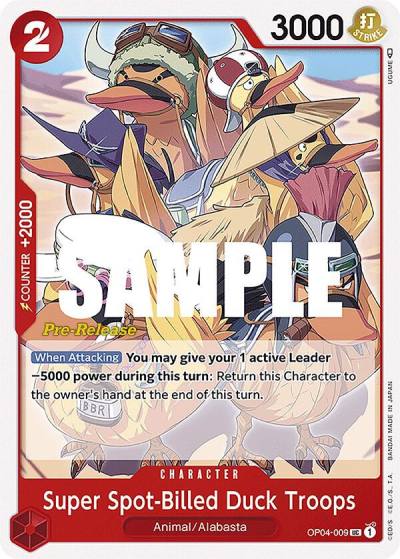 Super Spot-Billed Duck Troops OP04-009 Kingdoms of Intrigue Pre-Release Cards Card