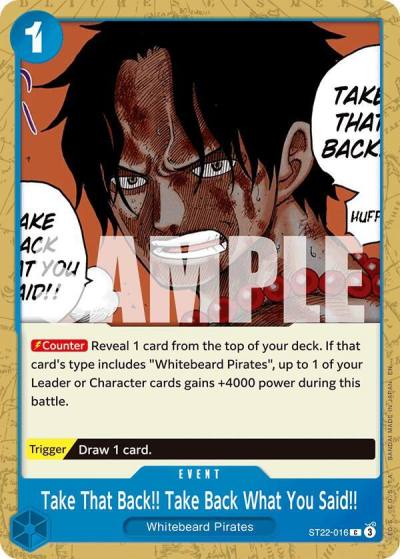 Take That Back!! Take Back What You Said!! ST22-016 Starter Deck 22: Ace & Newgate Card