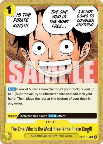 The One Who Is the Most Free Is the Pirate King!!! OP13-116 Carrying On His Will Card
