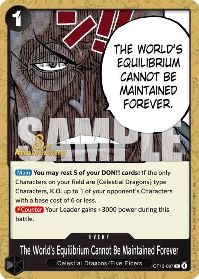 The World's Equilibrium Cannot Be Maintained Forever OP13-097 Carrying On His Will: 3rd Anniversary Tournament Cards Card