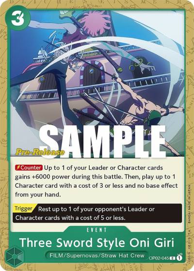 Three Sword Style Oni Giri OP02-045 Paramount War Pre-Release Cards Card