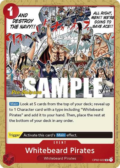 Whitebeard Pirates OP02-022 Paramount War Pre-Release Cards Card