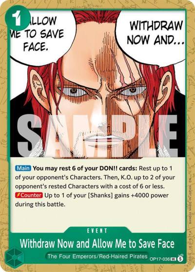 Withdraw Now and Allow Me to Save Face OP17-036 The World's Strongest Warriors Card